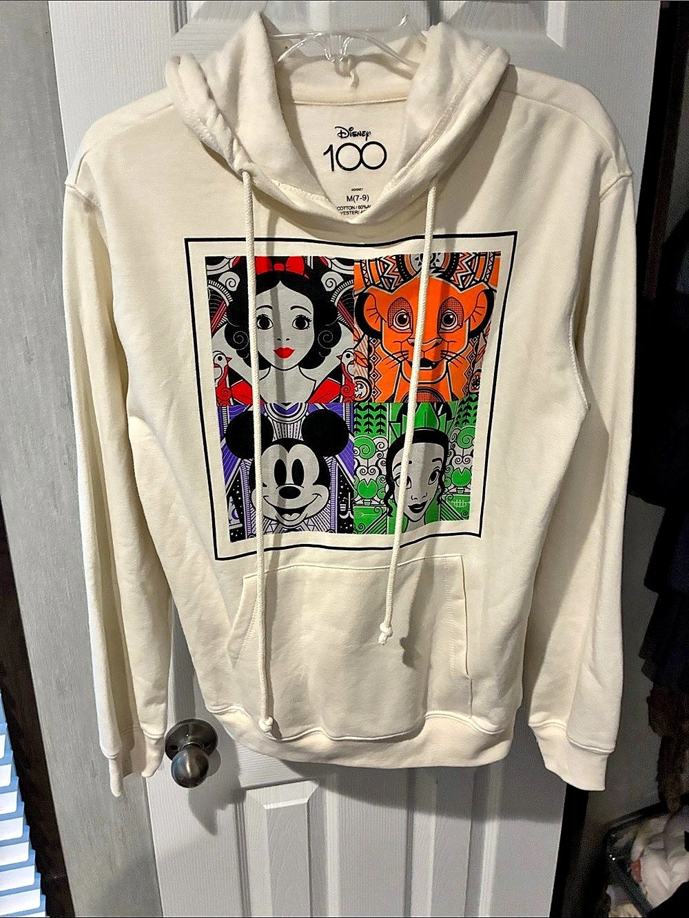 Disney 100 Multi-Character Graphic Hoodie Cream Medium